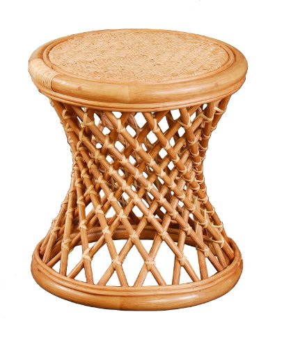 korb-outlet Rattan Hocker gekreuzt Rattanhocker Fußhocker Rund Schemel Beistell-Hocker (Terracotta) von korb-outlet