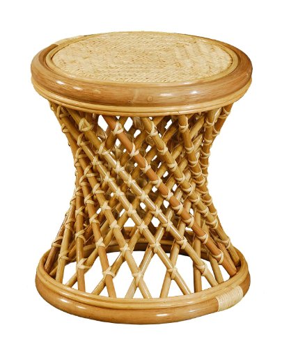 korb-outlet Rattan Hocker gekreuzt Rattanhocker Fußhocker Rund Schemel Beistell-Hocker (Honig) von korb-outlet