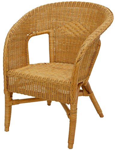 Rattan-Sessel/Stapelsessel Bella in der Farbe Honig, aus Natur-Rattan Flechtsessel Korbsessel von korb.outlet