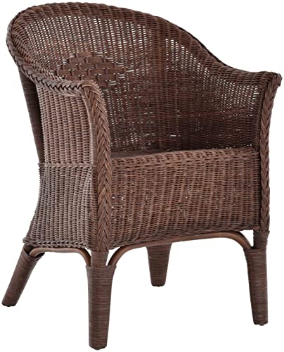 Rattan-Sessel Natur Esszimmersessel Korb-Sessel Rattanmöbel Rattansessel Rattanstuhl mit Armlehnen Lounge Flechtsessel (Braun) von korb.outlet