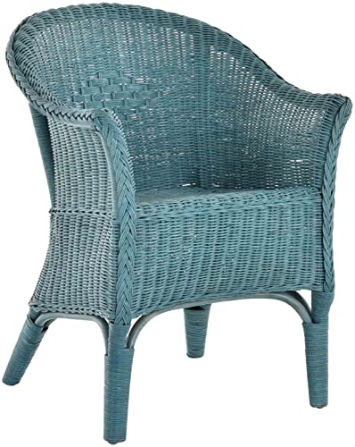 Rattan-Sessel Natur Korb-Sessel Rattansessel Rattanstuhl mit Armlehnen Lounge Flechtsessel (Blau) von korb.outlet