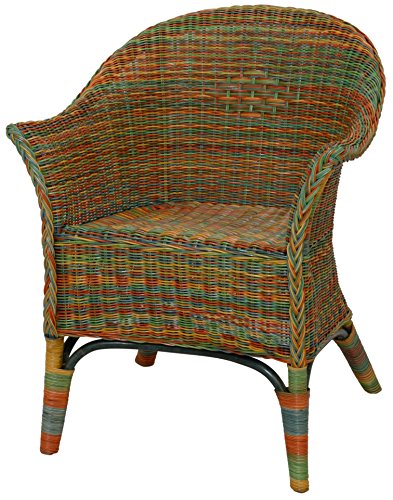 Rattan-Sessel Natur Korb-Sessel Rattansessel Rattanstuhl mit Armlehnen Lounge Flechtsessel (Bunt) von Korb-Outlet