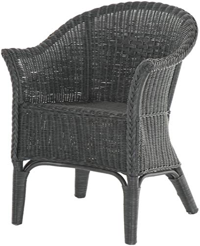 Rattan-Sessel Natur Korb-Sessel Rattansessel Rattanstuhl mit Armlehnen Lounge Flechtsessel (Schwarz) von Korb-Outlet