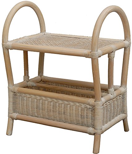 Korb-Outlet Exklusiver Zeitungsständer mit Ablage/Magazinsammler aus Natur-Rattan (Vintage Weiss) von Korb-Outlet