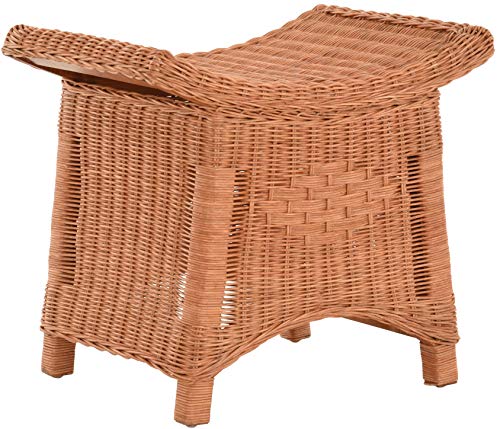 Korb-Outlet Fußhocker mit geschwungener Ablage, Stabiler Sitzhocker/Schemel/Hocker aus echtem Rattan (Terracotta) von Korb-Outlet