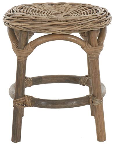 Korb-Outlet Hocker aus natürlichem Rattan/Rattanhocker Rund/Beistell-Hocker/Schemel (Natur Grau) von Korb-Outlet