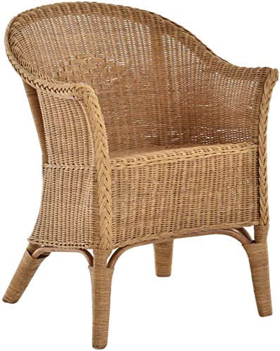 korb.outlet Rattan-Sessel Esszimmersessel Korb-Sessel Rattanmöbel Rattansessel Rattanstuhl mit Armlehnen Lounge Flechtsessel (Honig-Dunkel) von korb.outlet