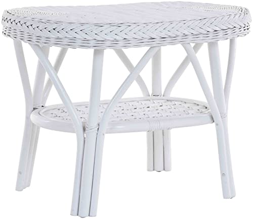 Korb-Outlet Rattan-Tisch/Ovaler Beistelltisch/Couchtisch Rattantisch Ablage (Oval - Weiss) von Korb-Outlet