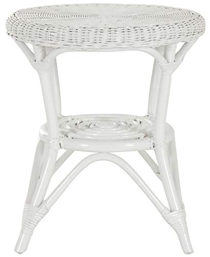 Korb-Outlet Runder Rattan-Tisch Ø 50 cm/Beistelltisch Rund/Couchtisch Rattantisch Kaffeetisch (Weiss) von Korb-Outlet