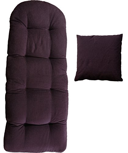 korb-outlet Set Schaukelstuhl Auflage 120x50 und Deko-Kissen 40x40, Violett/Aubergine, deutsche Herstellung, Auflagekissen/Kissenauflage für Schaukelsessel von korb-outlet