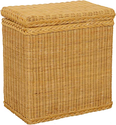 Korb-Outlet Wäschekorb/Wäschebox mit Deckel und Inlett aus echtem Rattan, Wäschetruhe (Honig, Klein) von Korb-Outlet