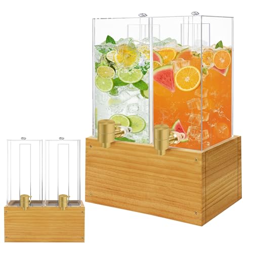koretech Getränkespender mit Ständer, 2 Gallonen, 2 Stück Getränkespender mit Eiskern, Getränkebehälter mit Holzständer für Saft, Tee, Soda, Wasser, Getränkespender für Partys koretech Getränkespender mit Ständer, 2 Gallonen, 2 Stück Getränkespender mit Eiskern, Getränkebehälter mit Holzständer für Saft, Tee, Soda, Wasser, Getränkespender für Partys von koretech