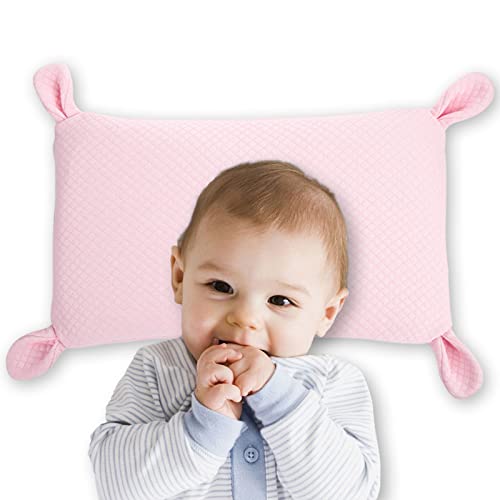 koshine Baby Kissen mit Hasenohren aus Memory Foam Atmungsaktiv Kopfkissen Kinderkissen Registriertes Design (Pink Modal) von koshine