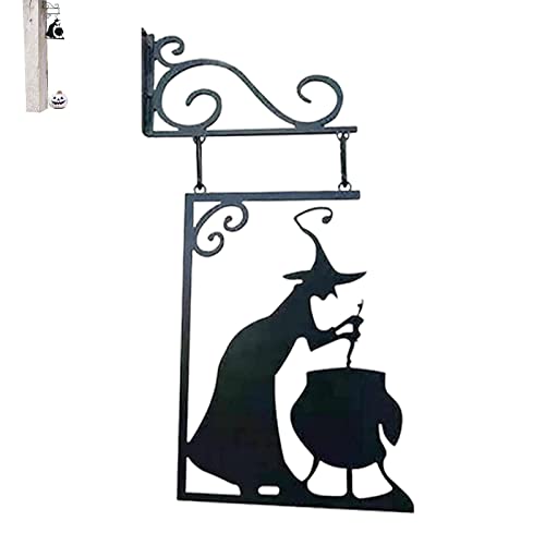 Hexen-Silhouette Hofschild | Dekoratives Hexenkessel zum Aufhängen, Halloween-Silhouette, Metallschild zum Aufhängen für Hof, Terrasse, Garten, Outdoor, Kot-au von kot-au