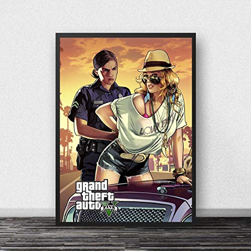 koushuiwa Plakat Kunst Druck Wand Poster GTA 5 Grand Theft Auto V Spiel Wandkunst Bild Leinwand Gemälde Ac1417 Ungerahmt 50X70Cm von koushuiwa