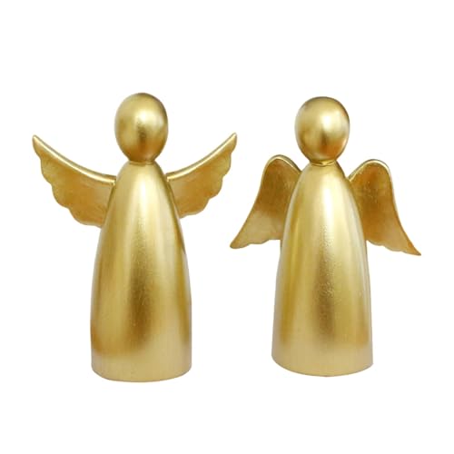 kowaku 2 Stück Engelfiguren aus Kunstharz, Ornamente, goldfarben, Glatte Gedenkengelstatuen, Skulpturen für Herbst, Weihnachten, Innenbereich, kowaku 2 Stück Engelfiguren aus Kunstharz, Ornamente, goldfarben, Glatte Gedenkengelstatuen, Skulpturen für Herbst, Weihnachten, Innenbereich, von kowaku