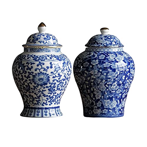 kowaku 2 Stück Klassische Keramik Ingwerglas Vase mit Deckel für Zuhause, Schlafzimmer, Restaurant von kowaku