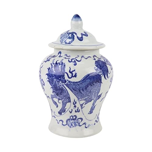 kowaku Blaues und weißes Keramikglas, dekorative Gläser, Keramik-Aufbewahrungsglas, Porzellan-Tempelglas, Dragon von kowaku