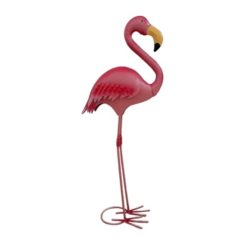 kowaku Flamingo Skulptur Gartenfigur Tierfigur Standfigur Aus Langlebigem Eisen Gefertigt für Eine Stilvolle Gartengestaltung für Rasenflächen, Mehrfarbig, Höhe 50.5 cm von kowaku
