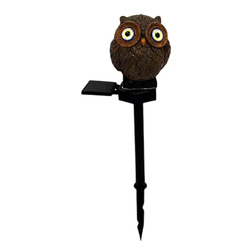 kowaku Garten Solarleuchte Als Dekorative Eulenfigur Und Gartenstecker LED Außenleuchte Aus Wetterfestem Harz mit Solarbetrieb für Rasen Terrasse Und Vorgart, Dunkelbraun von kowaku