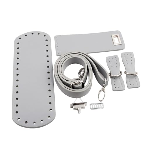 kowaku Gehäkelte Taschenboden-Basis, DIY-Taschen-Set, Verschluss-Klappen-Abdeckung, Schnallen, Häkel-Taschenherstellungs-Set, Verstellbarer Schultergurt für, grau von kowaku