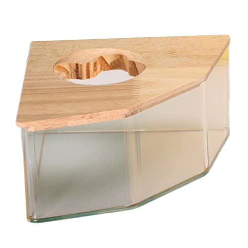 kowaku Hamster Sandbad Geräumiges Badehaus für Kleintiere Sandkasten Badewanne Aus Klarem Acryl mit Belüftetem Holzdeckel für Zwerghamster Und Mäuse, Pentagramm S von kowaku