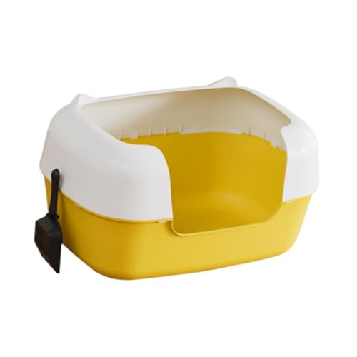 kowaku Katzentoilette Offene Kätzchentoilette Und Reinigungsbecken Als Sandkasten für Haustiere mit Hohem Spritzschutz Und Schaufel für Junge Kätzchen, Gelb kowaku Katzentoilette Offene Kätzchentoilette Und Reinigungsbecken Als Sandkasten für Haustiere mit Hohem Spritzschutz Und Schaufel für Junge Kätzchen, Gelb von kowaku