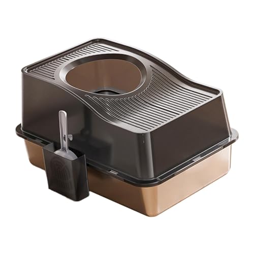 kowaku Katzentoilette mit Geschlossener Bauweise, Hohe Seitenwände, 60 X 40 X 35 cm, für Weniger Reinigung, Schwarz von kowaku