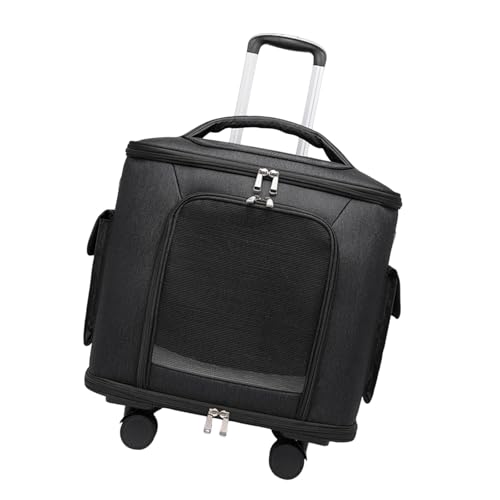 kowaku Katzentragetasche, Rolltragetasche für Haustiere, Transportbox, tragbar, einziehbarer Griff mit Universalrädern, Handtasche für Welpen, Kätzchen, Schwarz kowaku Katzentragetasche, Rolltragetasche für Haustiere, Transportbox, tragbar, einziehbarer Griff mit Universalrädern, Handtasche für Welpen, Kätzchen, Schwarz von kowaku