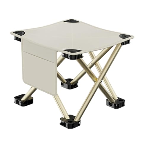kowaku Klapper Campinghocker Mini Faltbarer Stuhl kompakt mit Seitenpocket Lieling Fußruhe für Park Patio Picknick Wanderstrand, Weiß, 28cmx28cmx23cm von kowaku