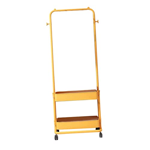 kowaku Kleiderständer mit Rädern, Rollender Kleiderständer, Wäschewagen mit Hängeregal, Kleiderbügel für Schlafzimmer, GELB von kowaku