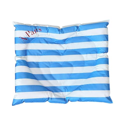 kowaku Kühlmatte Haustiermatte Hundebett Katzenkissen Liegeplatz Aus Wasserdichtem PVC Und PP Material für Kleine Hunde Und Katzen Im Innenbereich, Blau Weiß Gestreift von kowaku