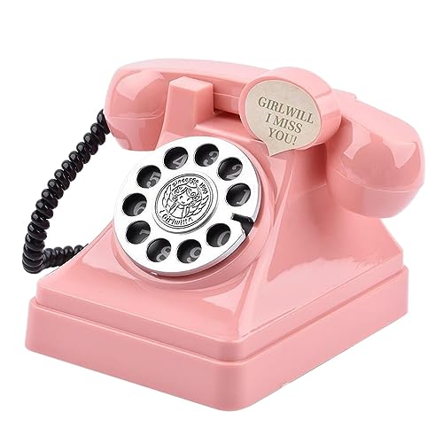 kowaku Retro-Telefon-Sparschwein, Wählscheiben-Telefon-Spardose, Cartoon-Figuren-Ornamente, Telefon-Spardose für Büro, Regal, Schlafzimmer, Zuhause, ROSA von kowaku