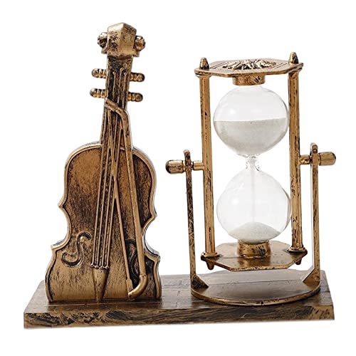 kowaku Sanduhr Violine Skulptur Sanduhr Sandglas Musikinstrument Treibsand Retro für Schreibtisch Wohnzimmer Party Garten Bücherregal, Gold von kowaku