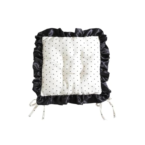 kowaku Stuhlkissen Als Sitzkissen Und Stuhlauflage Rutschfestes Sitzpolster mit Bändern Und Elegantem Rüschenrand Aus Polyester für Esszimmer Und Küche, Aprikosenfarbene Punkte von kowaku