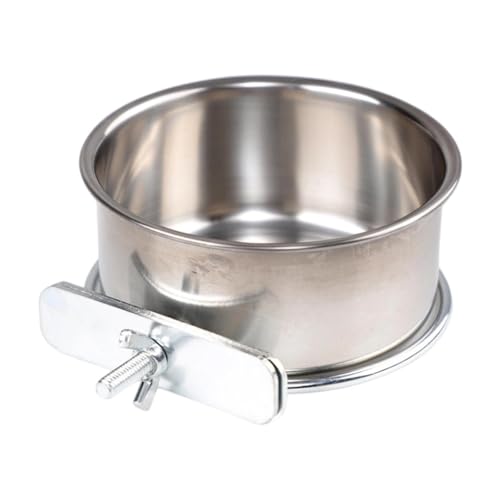 kowaku Vogel Futternapf Edelstahl Futter Und Wassernapf mit Halterung Leicht zu Reinigen Und Befestigen für Papageien Sittiche Und Andere Vögel, Durchmesser 12cm von kowaku