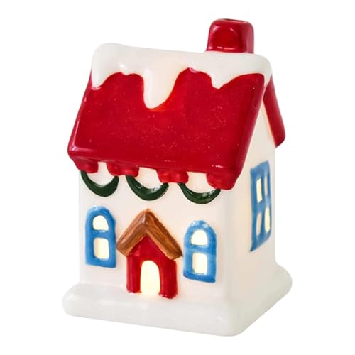kowaku Weihnachtsdorfhaus aus, Weihnachtsgebäude, Heimdekoration, Figur, beleuchtetes Haus für Winter, Schlafzimmer, Bücherregal, Innenbereich, Style B von kowaku