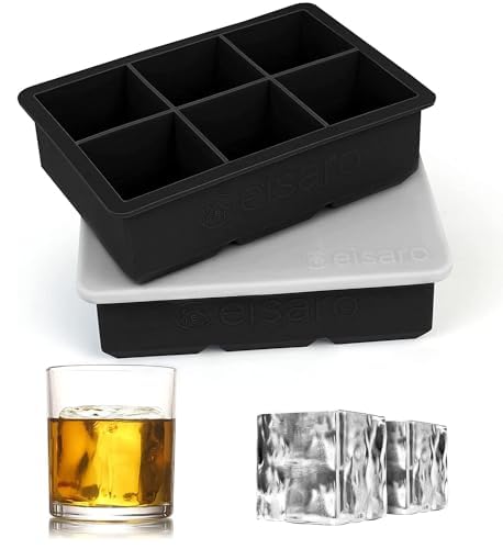 Kowdom Silikon-Eiswürfelformen mit Deckel, 2er-Set, Große Würfel, Quadratisch, Transparent von kowdom