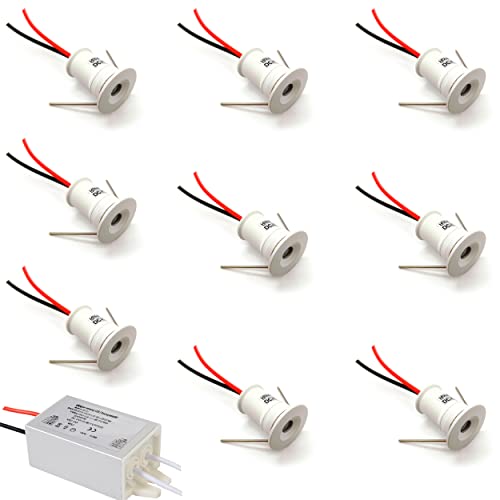 Unterbauleuchte Küche 9PCS 12V 1W led Einbaustrahler für Küche, Treppe, Schrank, Flur, DIY-Beleuchtung Warmweiß Kaltweiß Vitrinen licht schrank Kleines led spot IP65 Weiße Schale 120°(warm weiß) von kpslucerna