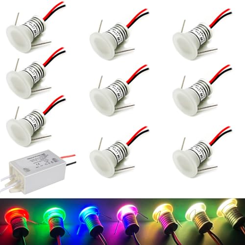 kpslucerna 1W LED Mini Einbaustrahler, Aluminium 9PCS 12V 1W vertieftes Deckenlicht für Küche, Treppe, Schrank, Flur, DIY Beleuchtung Rot und Blau Weiße Schaukasten-Lichtkabinett Downlight (Rot) von kpslucerna