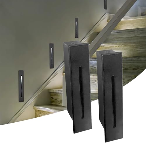 kpslucerna LED Stufenleuchte Treppenbeleuchtung – 2er Set IP65 Aluminium Wandleuchten für Wohnzimmer, Schlafzimmer, Treppenhaus Flur, Innen beleuchtung, Nachtlicht für Balkon, Zimmerdekor (schwarz) von kpslucerna