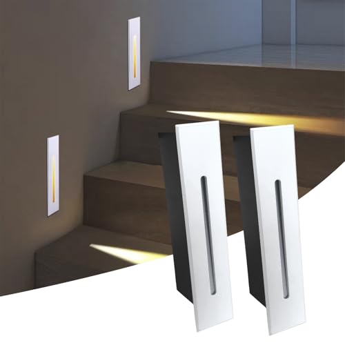 kpslucerna LED Wandeinbauleuchte Treppenleuchte 220V Innenbereich Eckwandleuchte Stufenleuchte Treppenlampe mit CREE Chip, 2 Stücke (Weiß) von kpslucerna