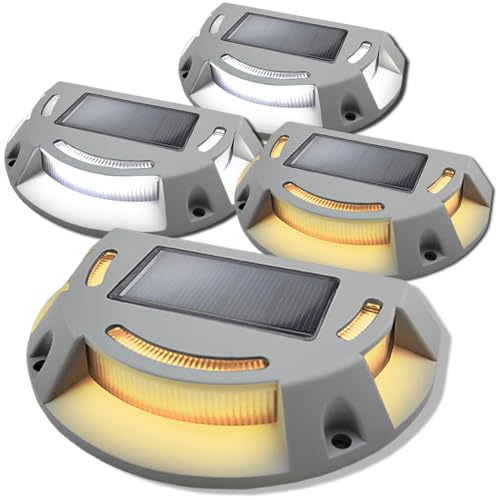 kpslucerna Solar Bodenleuchten Aussen Solarleuchten für Außen IP67 Led Solar Gartenleuchten, 4 Stück Aluminiumlegierung Solarlampen für Terrassen,Auffahrt, Balkon, Gehweg Patio von kpslucerna