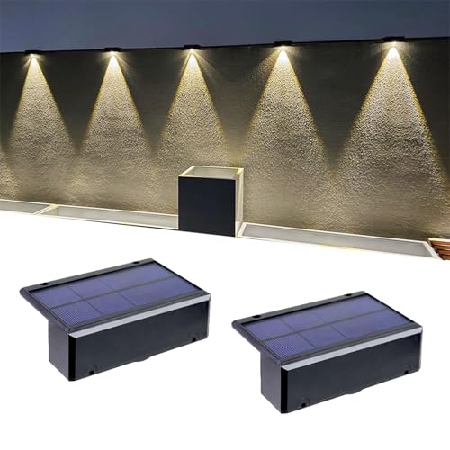 kpslucerna LED Solarleuchten Für Außen, 2 Stück IP65 Solarleuchte, Garten, Treppenlicht, Wasserdicht, Beleuchtung, Für Balkon, Staketenzaun Haus Deck Porch Zaun Warmweiß Lampe von kpslucerna