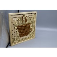 Vintage Holz Mosaik. Holzmalerei. Wand-Dekor. Tasse Kaffee von krankar