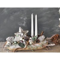 Adventsgesteck Led Bauernsilberstern Weihnachtsdeko Tablett Wintergesteck Beleuchtet Weihnachtsgesteck Holzschale Adventsgesteck Led Bauernsilberstern Weihnachtsdeko Tablett Wintergesteck Beleuchtet Weihnachtsgesteck Holzschale von kranzundco