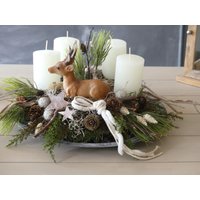 Adventskranz Waldesruh Naturkranz Reh Weihnachtskranz Natürlicher Wurzelkranz von kranzundco