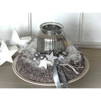 Adventskranz Winterlicht Weihnachtskranz Mit Bauernsilberglas Filzkranz Rosé von kranzundco