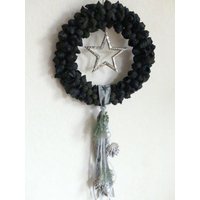 Türkranz Weihnachten Silberstern Weihnachtskranz Adventskranz Grau Schwarz Weiß Türkranz Weihnachten Silberstern Weihnachtskranz Adventskranz Grau Schwarz Weiß von kranzundco