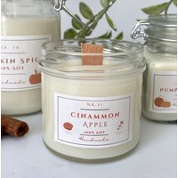Sojawachs Duftkerze Handmade Pumpkin Spice Zimt Apfel Weihnachtskerze Geschenk Herbst Glas, Kerze Holzdocht Vegan, Herbstkerze von kranzverliebt